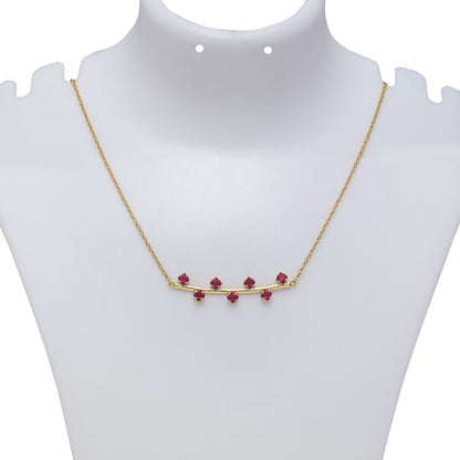 Pure Silver Necklace - Twine of Red Rubies in Gold Plating - Tweov Jewels
