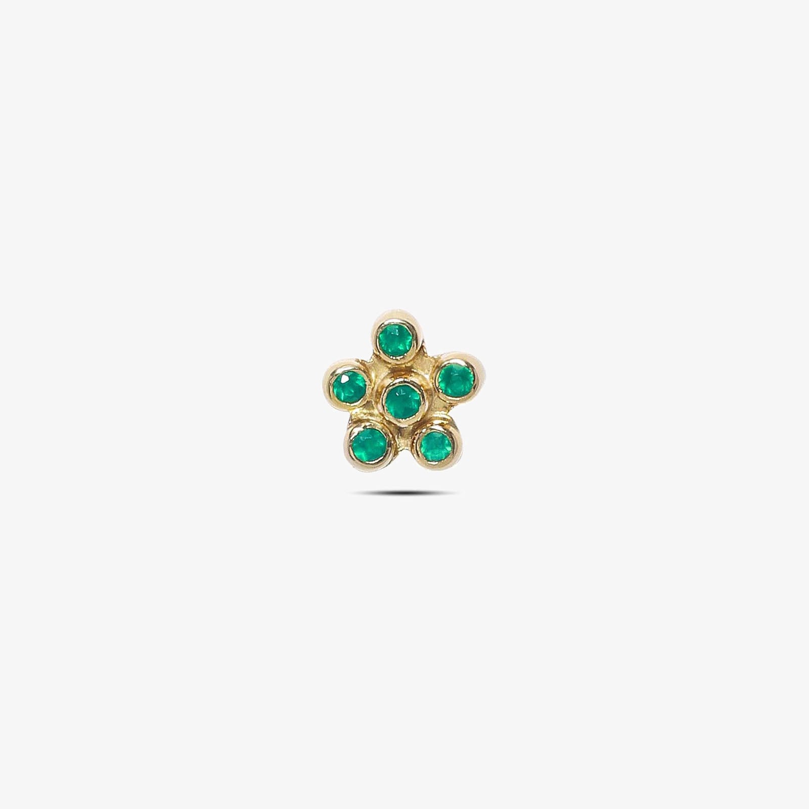 Gold-Plated Floral Design Green Stone Silver Stud Earring - Tweov Jewels
