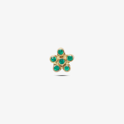 Gold-Plated Floral Design Green Stone Silver Stud Earring - Tweov Jewels