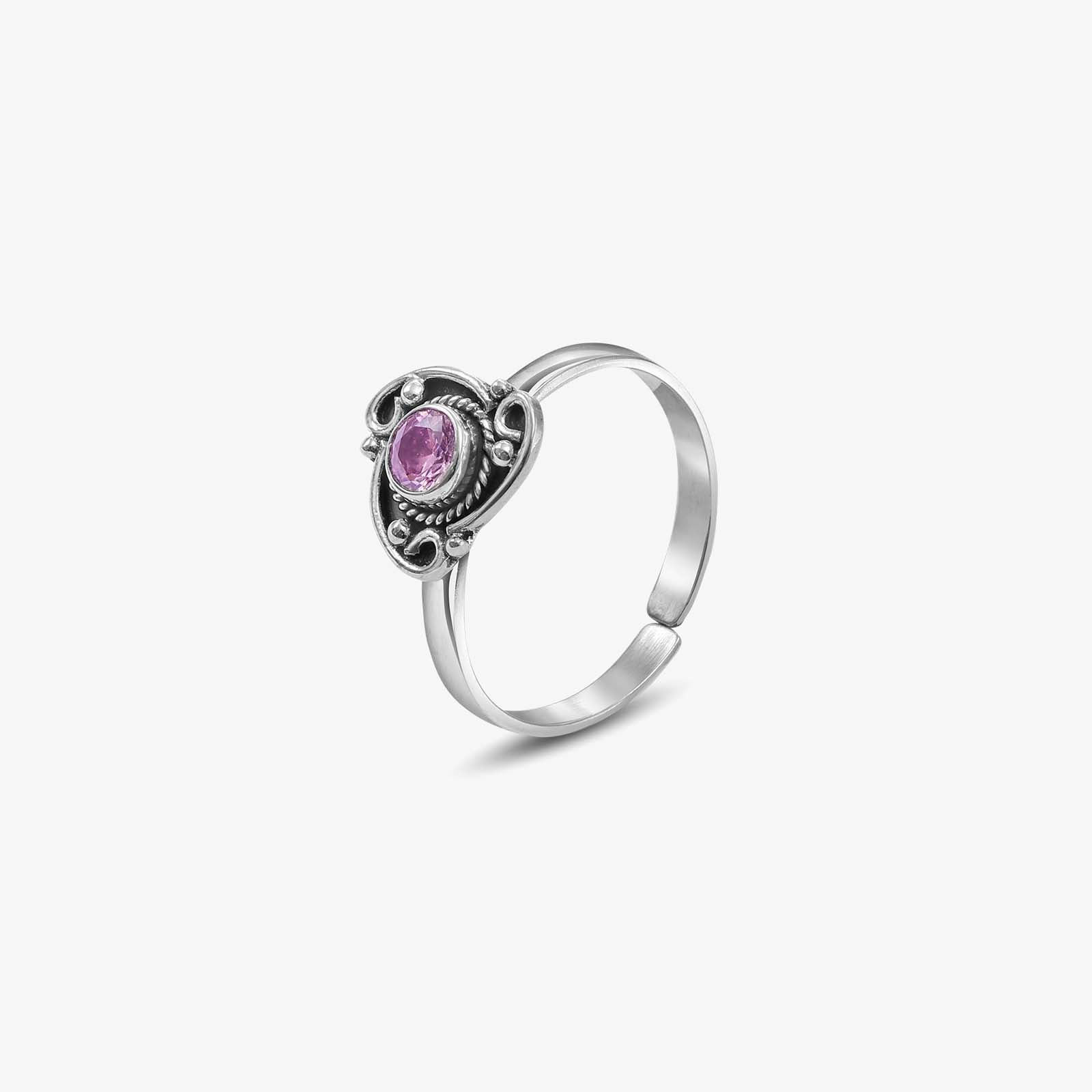 Silver Purple Triangular Toe Ring
