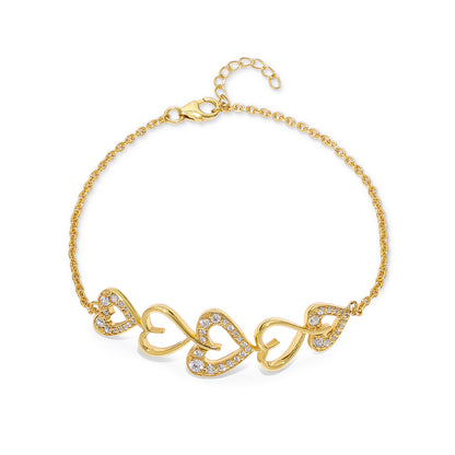 925 Sterling Silver Golden Heart - Shaped Bracelet - Tweov Jewels