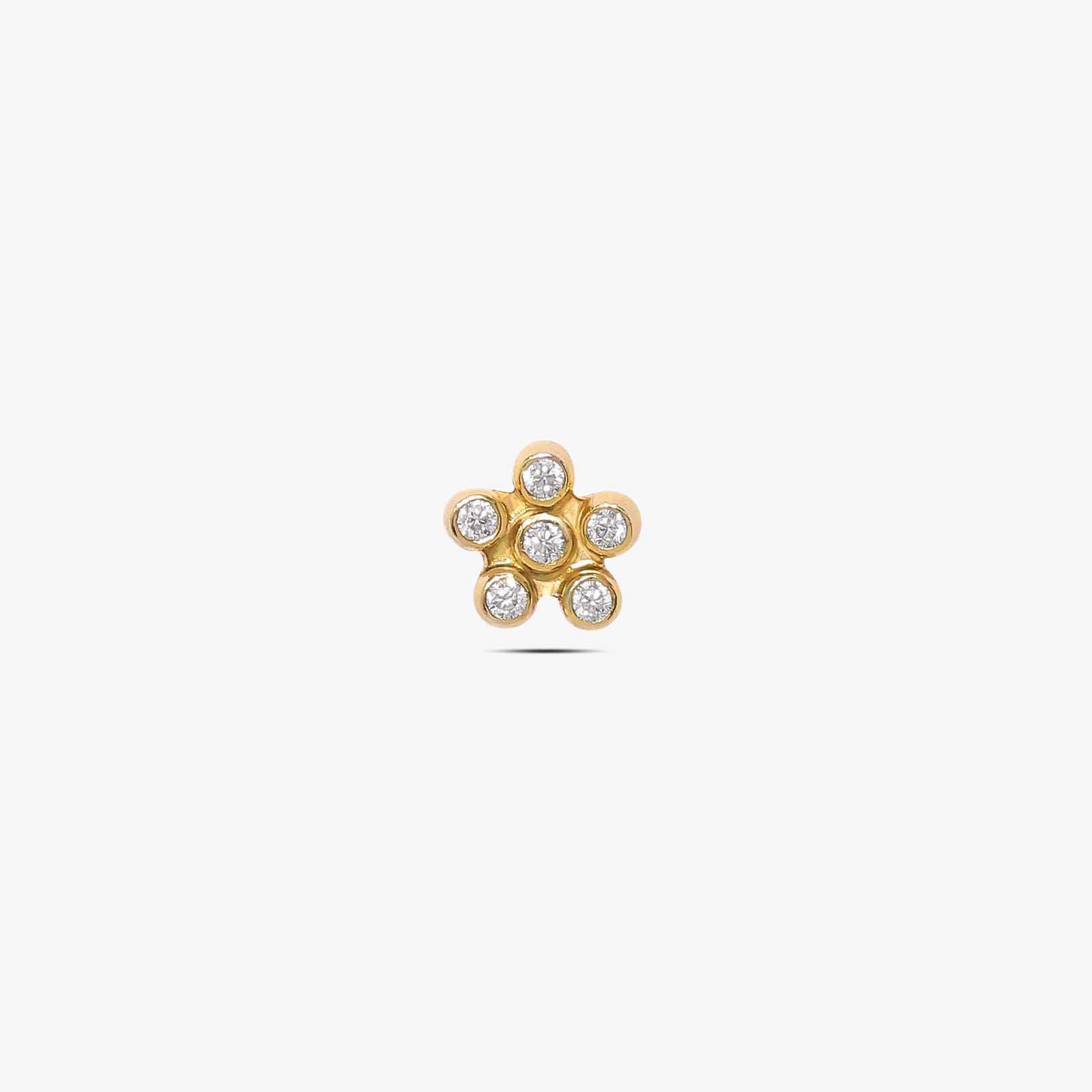 Gold Plated CZ Floral Design Silver Stud - Tweov Jewels