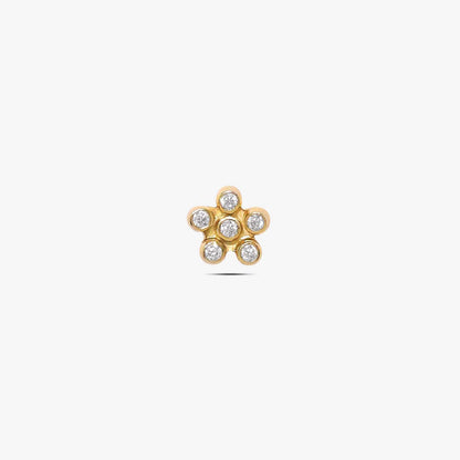 Gold Plated CZ Floral Design Silver Stud - Tweov Jewels