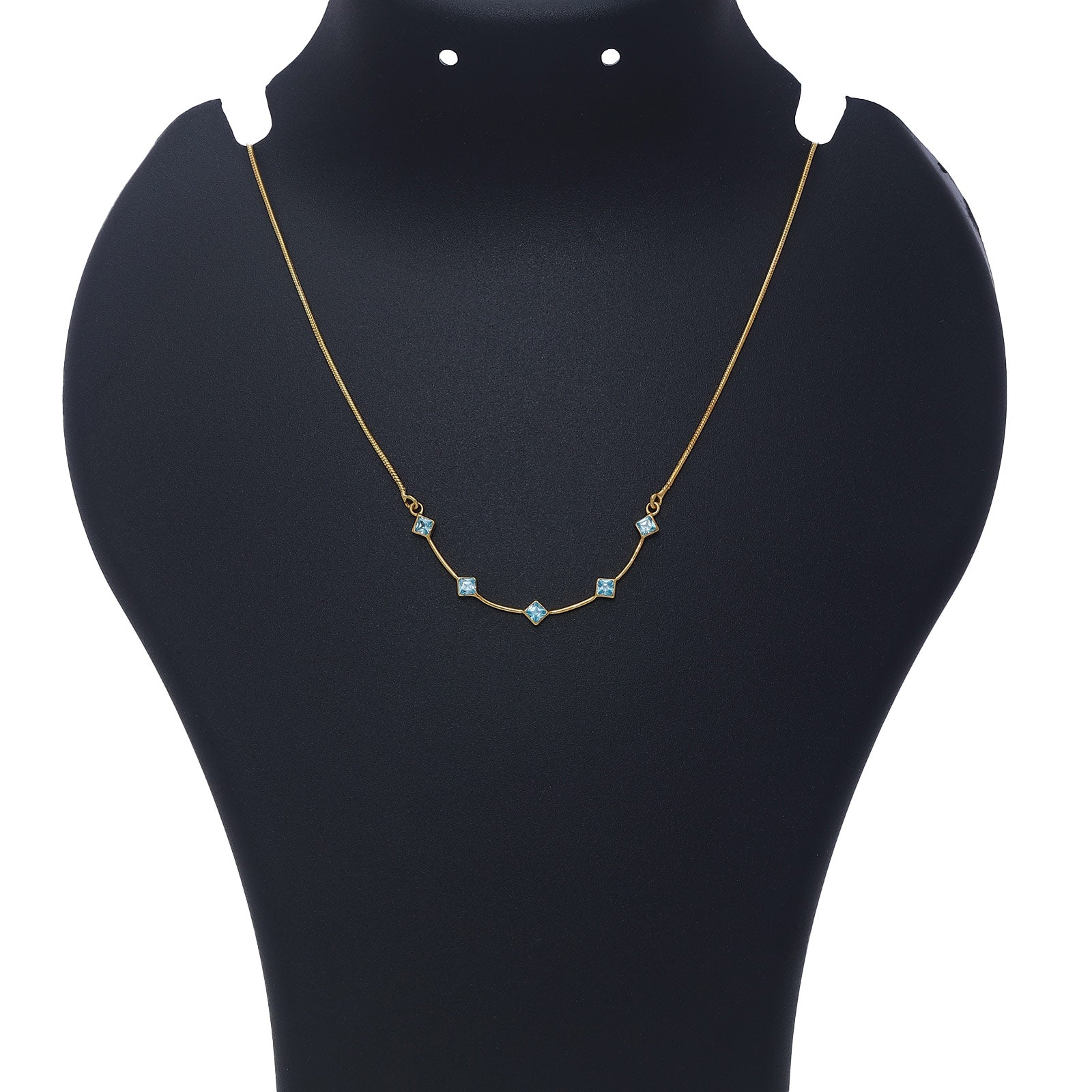 Pure Silver Necklace - Golden Horizon With Enchanting Blue Sapphires - Tweov Jewels
