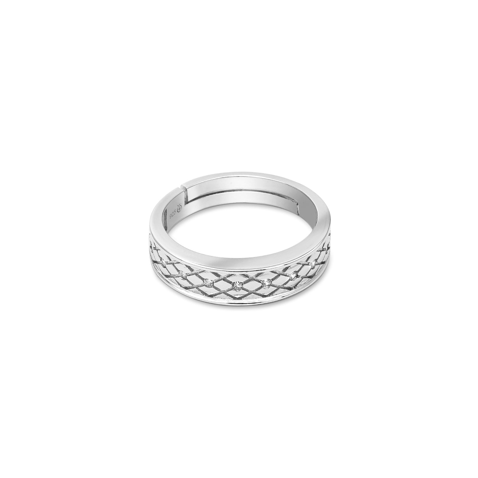 Lattice Bond Couple Rings for Men & Women – 925 Sterling Silver Rhodium Plated