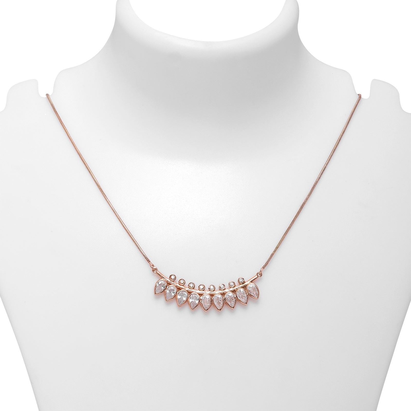 Pure Silver Necklace - Rosy Vines of CZ Elegance - Tweov Jewels