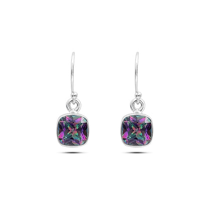 Pure 925 Silver Earrings - Hook Stud with Rainbow Topaz - Tweov Jewels
