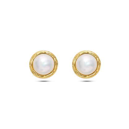 Pure Silver Stud Earrings - Made of Captivating White pearls - Tweov Jewels