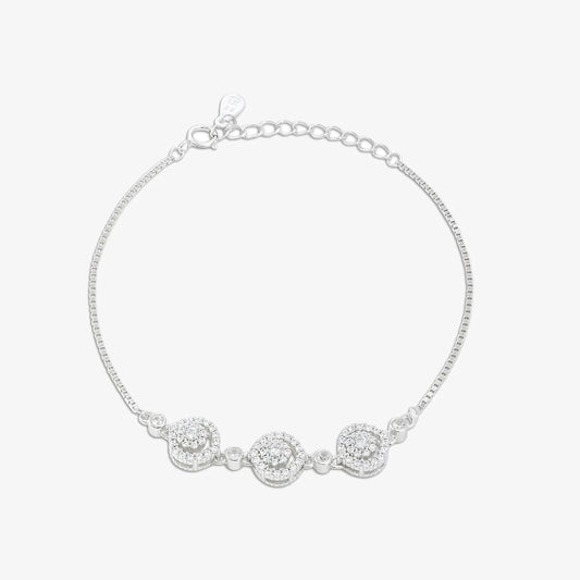 Triple Floral Silver Chain Bracelet - Tweov Jewels