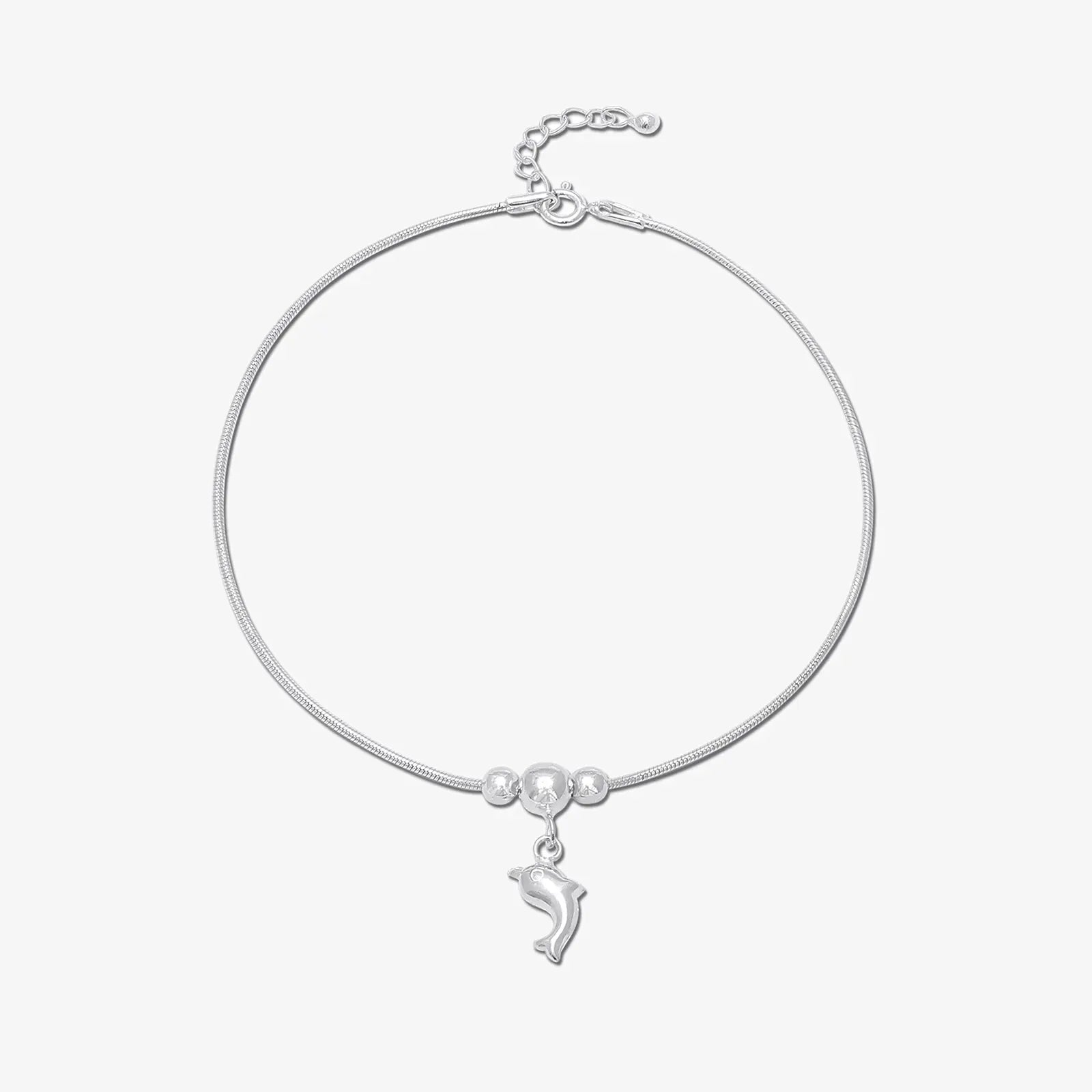 Dolphin Design Silver Chain Anklet - Tweov Jewels