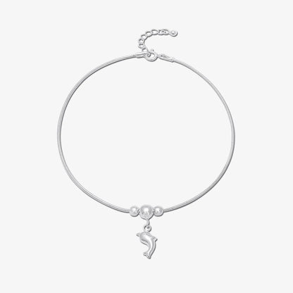 Dolphin Design Silver Chain Anklet - Tweov Jewels