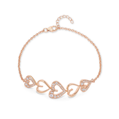 Rose Gold Heart Shape 925 Sterling Silver Chain Bracelet - Tweov Jewels