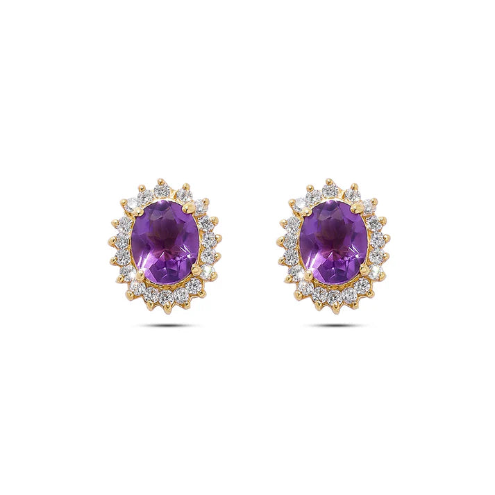 Pure Silver Purple Amethyst Pendant & Earrings Set - Tweov Jewels