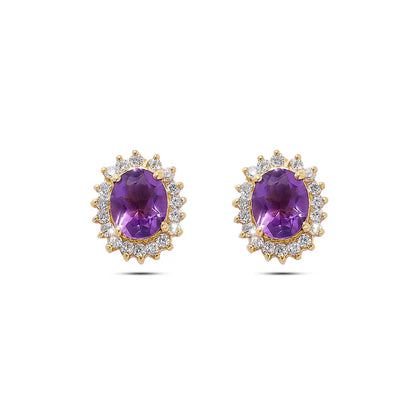 Pure Silver Purple Amethyst Pendant & Earrings Set - Tweov Jewels