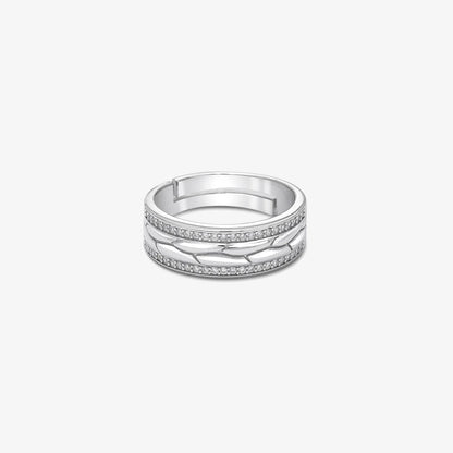 Dual Layered CZ Silver Ring for Men