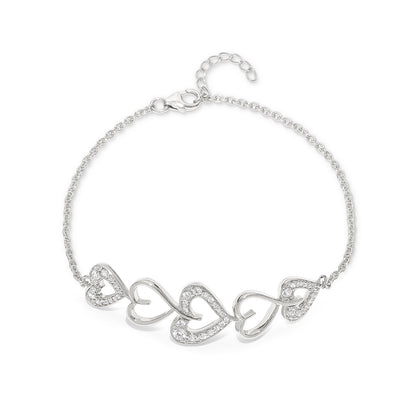 925 Sterling Silver Everlasting Heart Chain Bracelet - Tweov Jewels