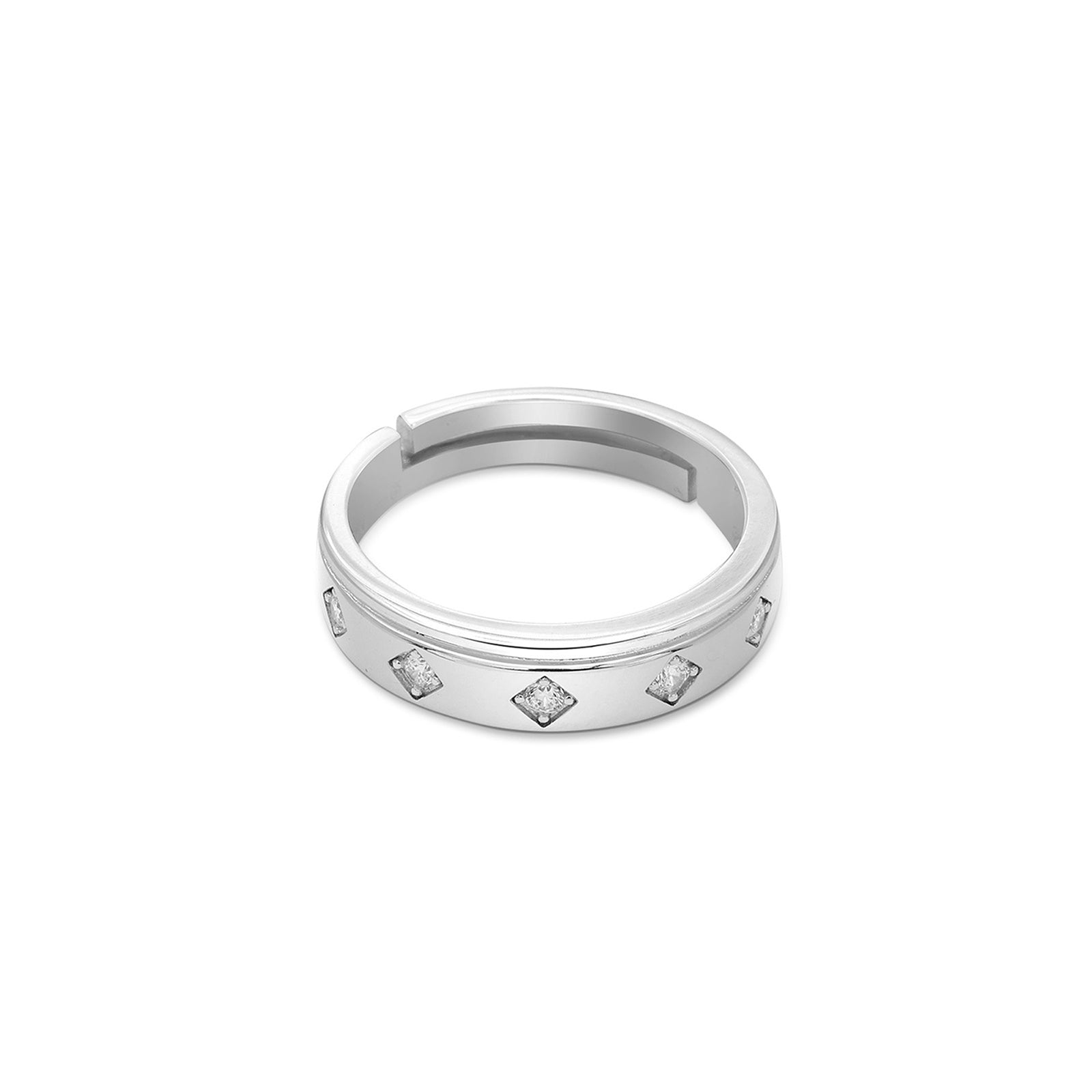 Facet Frame Couple Rings for Men & Women – 925 Sterling Silver Rhodium Plated