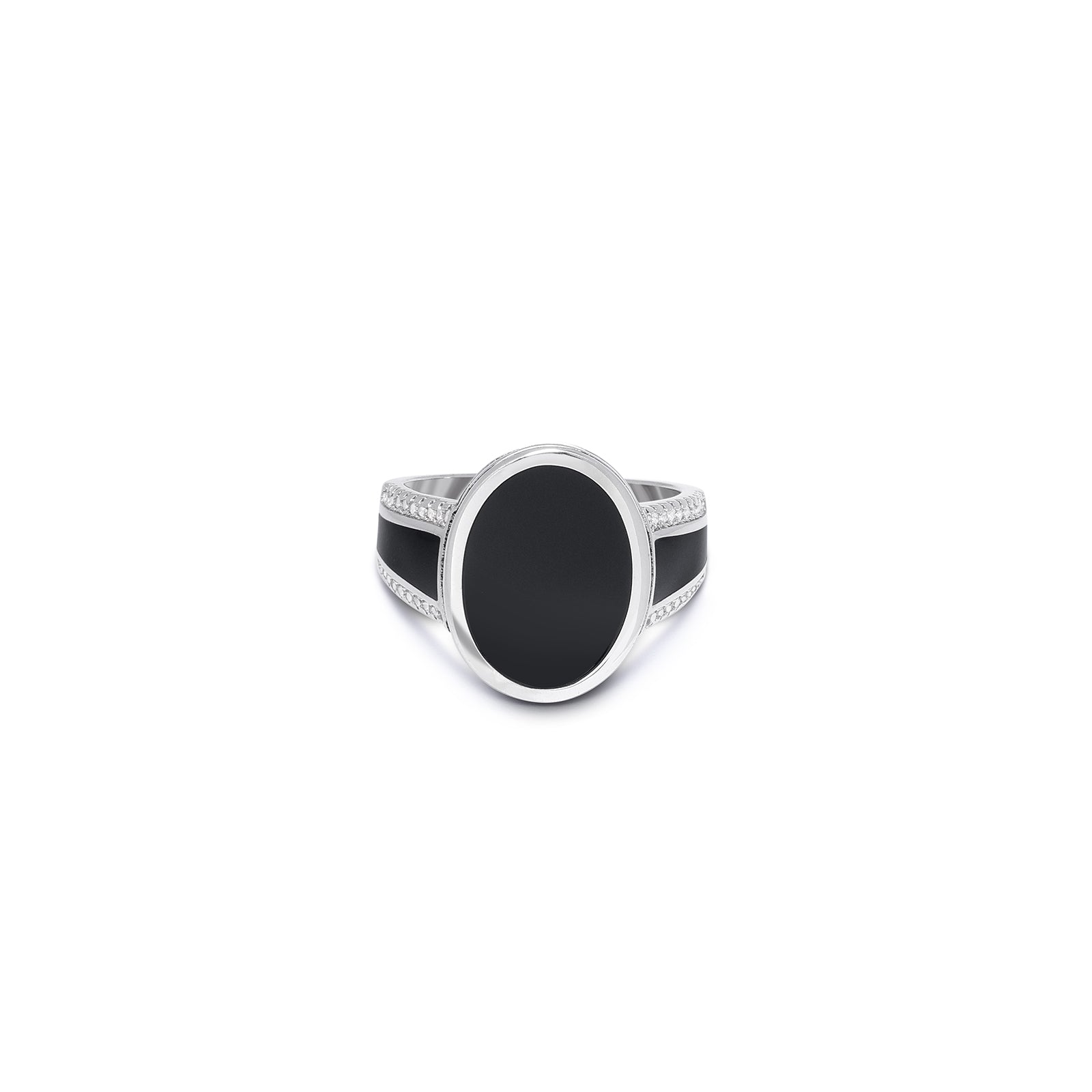Pure 925 Silver Ring - Oval-Shaped Black Onyx Ring - Tweov Jewels