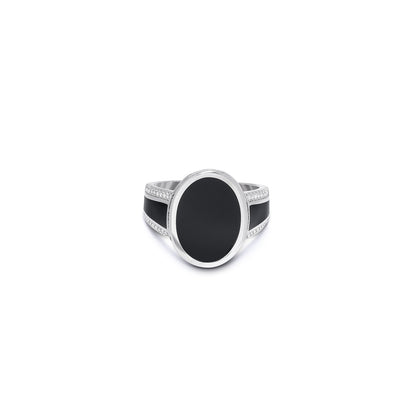 Pure 925 Silver Ring - Oval-Shaped Black Onyx Ring - Tweov Jewels