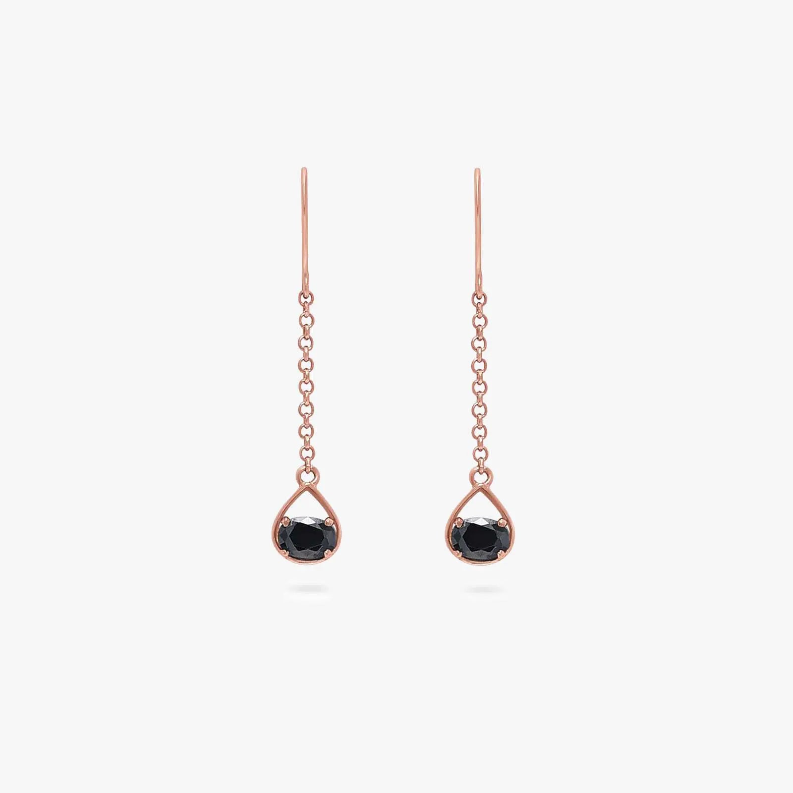 Shimmering Rose Gold Onyx Earrings - Tweov Jewels