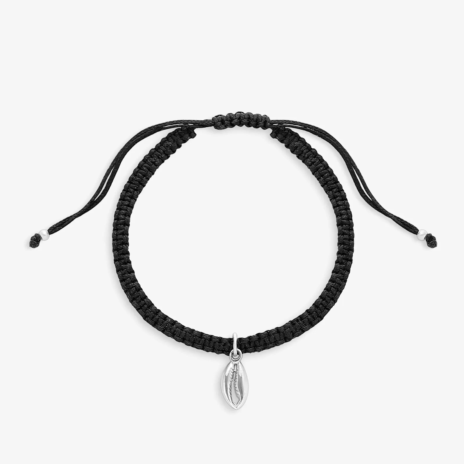 Silver Cowrie Shell Black Thread Anklet - Tweov Jewels