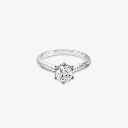 Round Solitaire Diamond Silver Ring - Tweov Jewels
