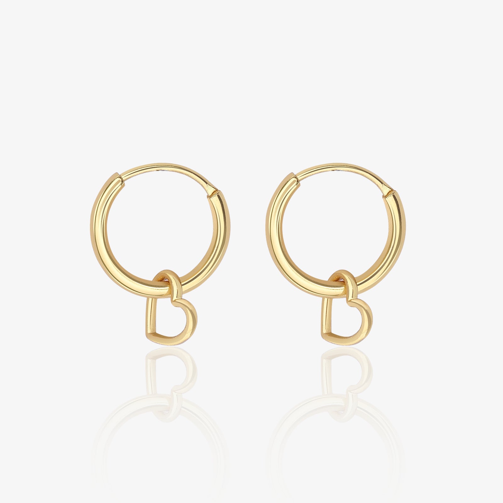 Gold-Plated Heart Silver Hoop Earrings