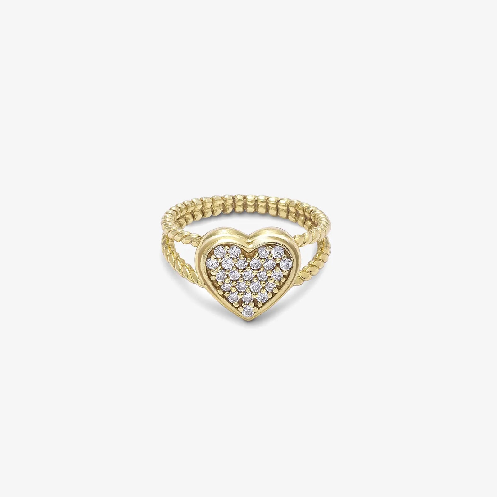 Golden Zircon Heart Silver Ring - Tweov Jewels