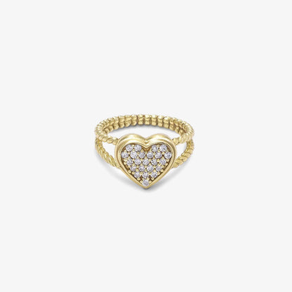 Golden Zircon Heart Silver Ring - Tweov Jewels