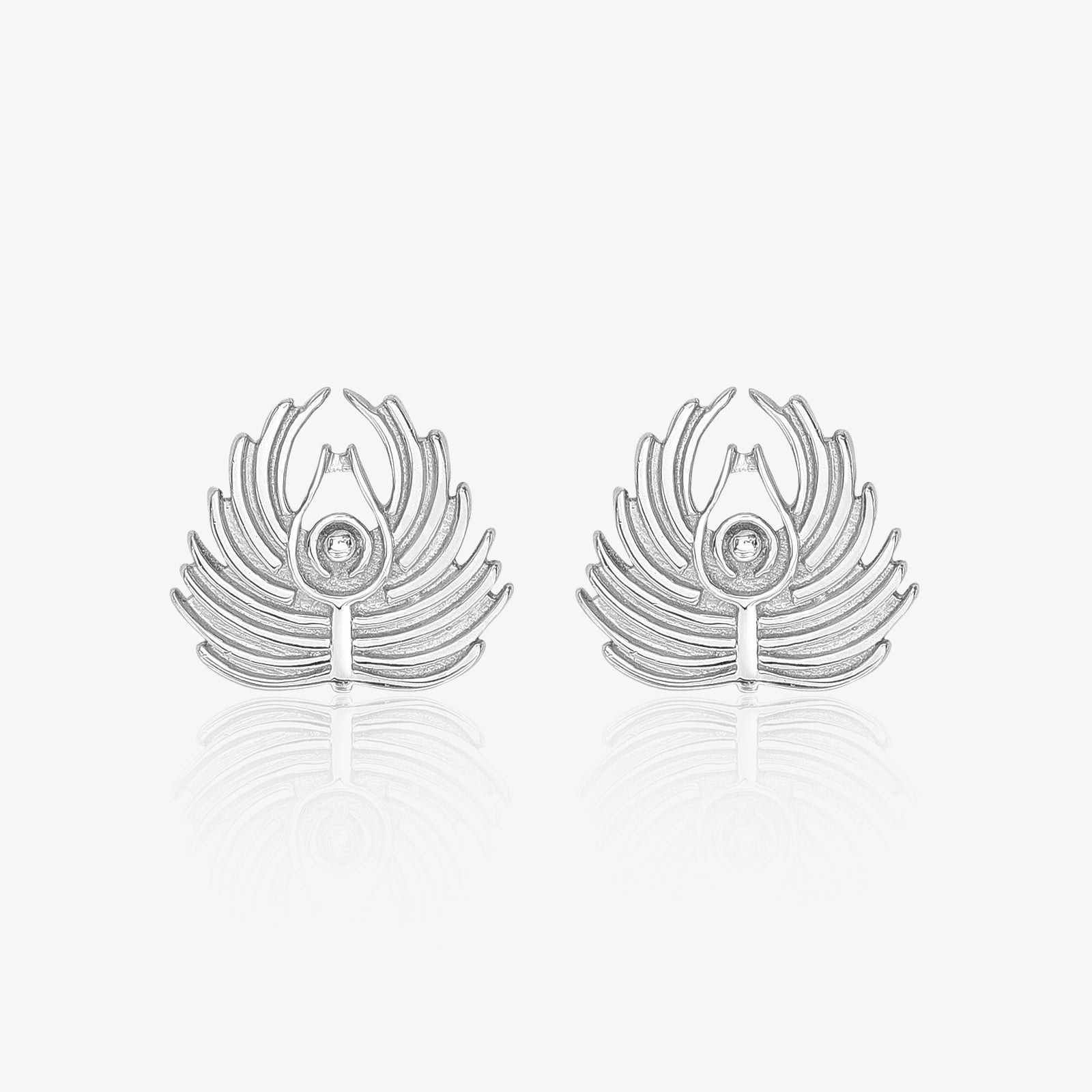 Silver Peacock Feather Earrings - Tweov Jewels