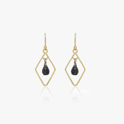 Contemporary Gold Oynx Model Earrings
