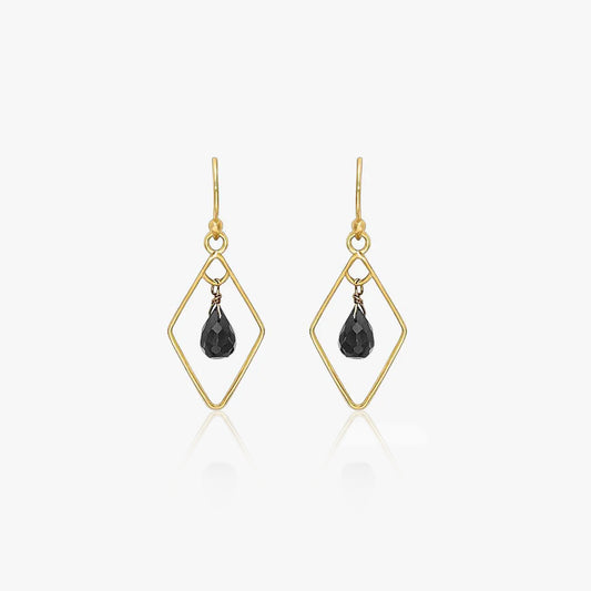 Contemporary Gold Oynx Model Earrings