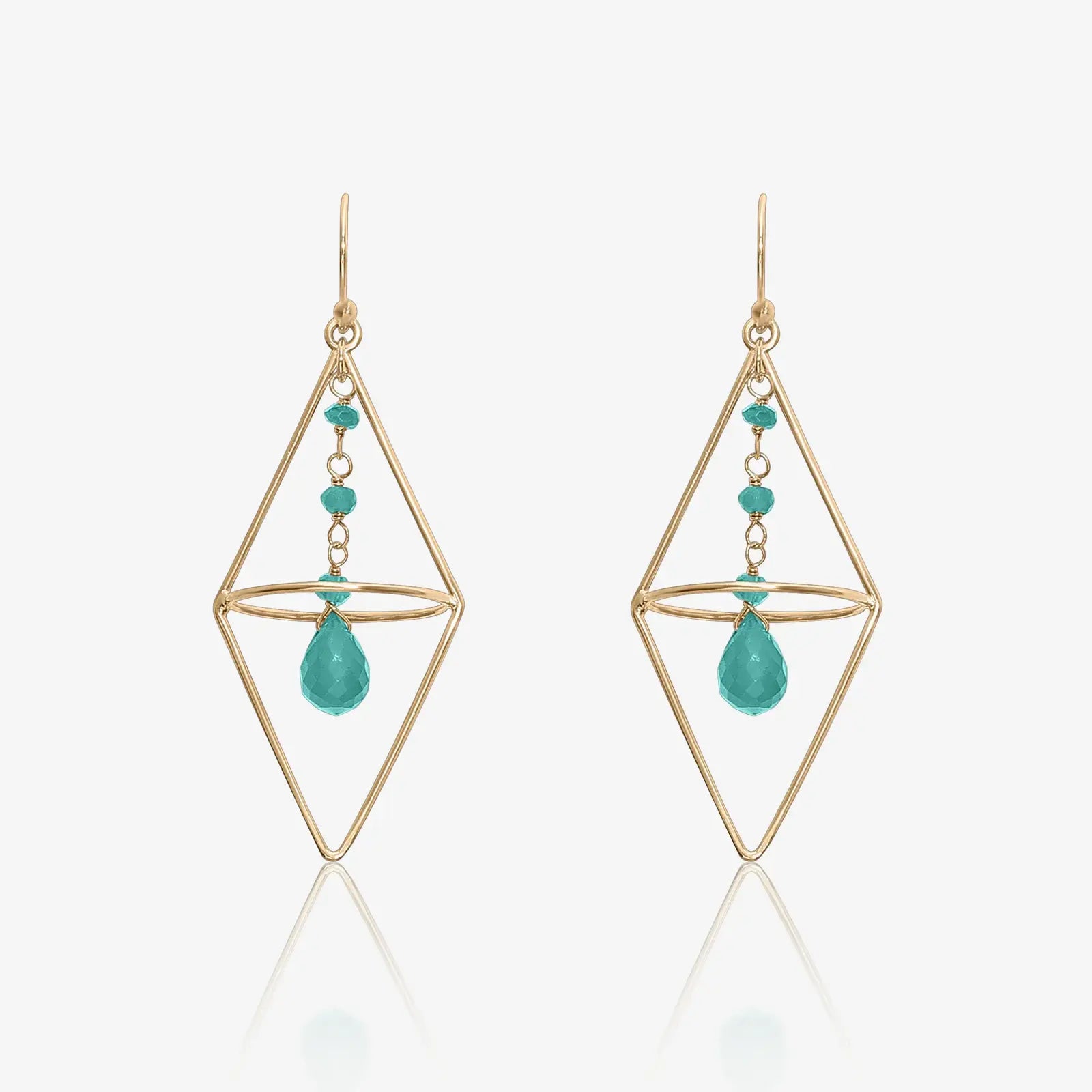 Pure Silver Earrings - Gold Plated Green Garnet Dangle