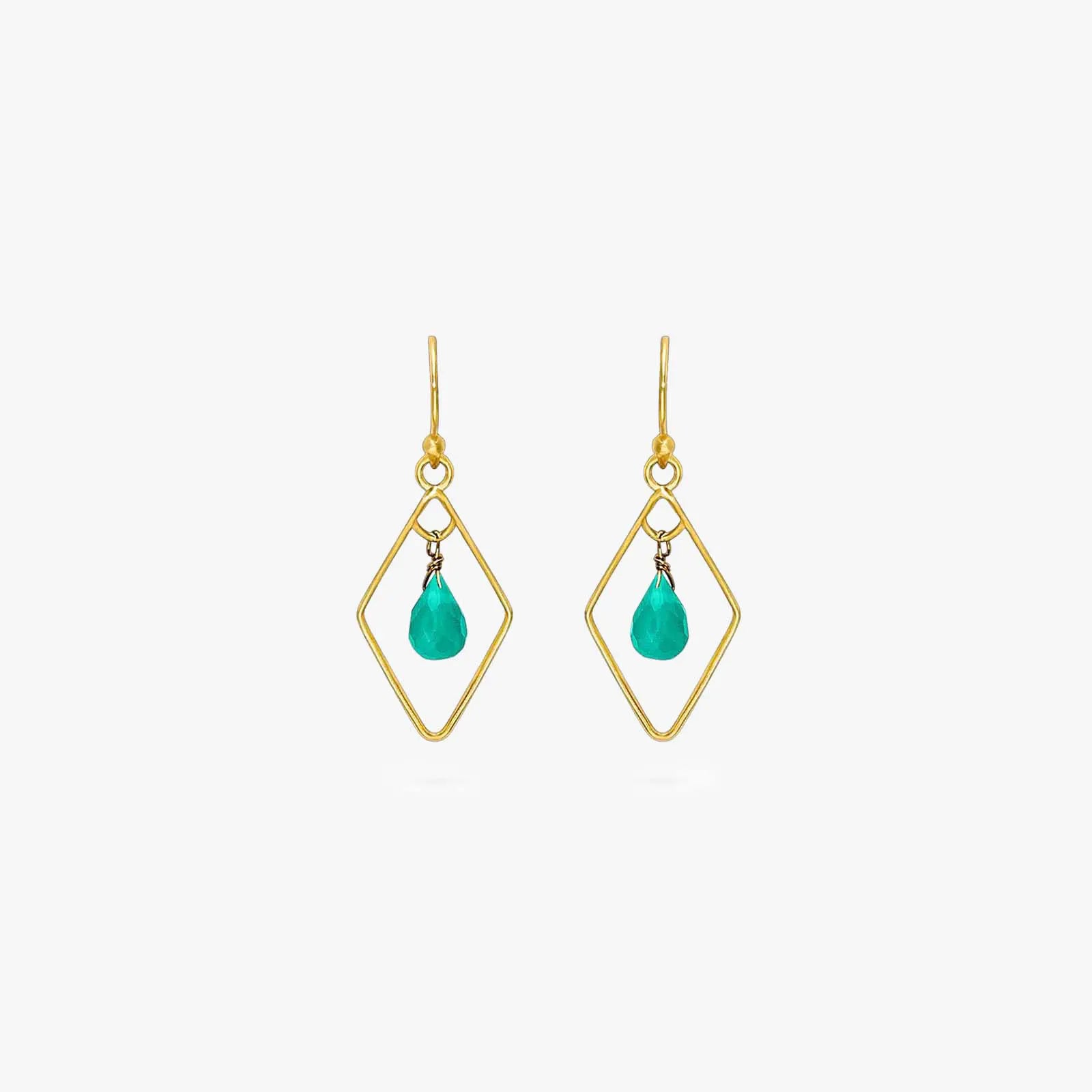 Pure Silver Earrings - Bold Gold Green Garnet - Tweov Jewels