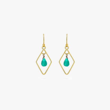Pure Silver Earrings - Bold Gold Green Garnet - Tweov Jewels