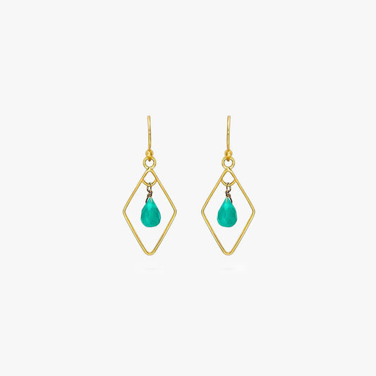 Pure Silver Earrings - Bold Gold Green Garnet - Tweov Jewels