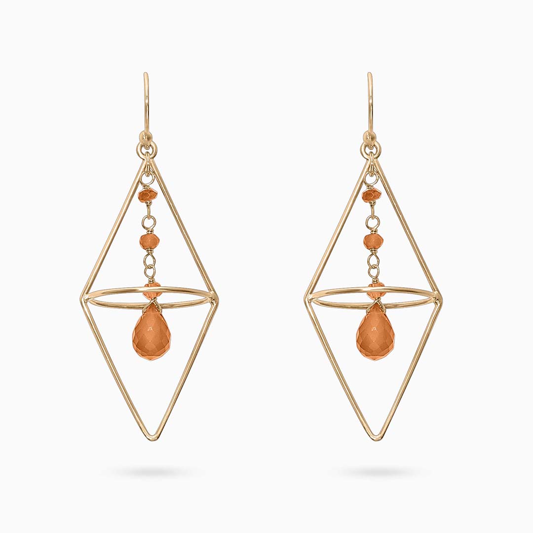 Pure Silver Earrings - String of Gold Finish Carnelian - Tweov Jewels