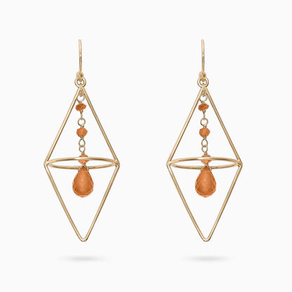 Pure Silver Earrings - String of Gold Finish Carnelian - Tweov Jewels