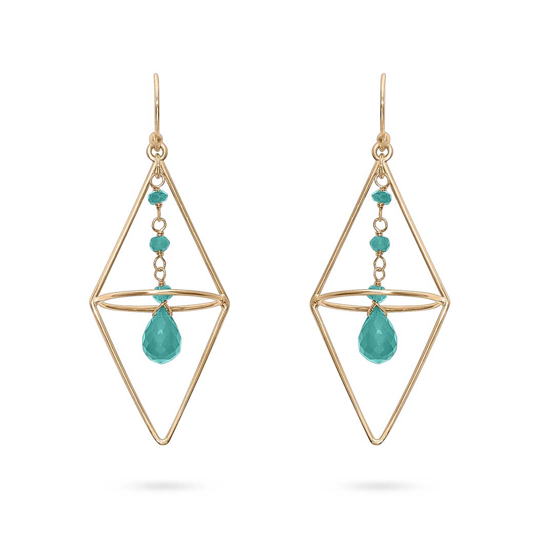 Pure Silver Earrings - Gold Plated Green Garnet Dangle - Tweov Jewels