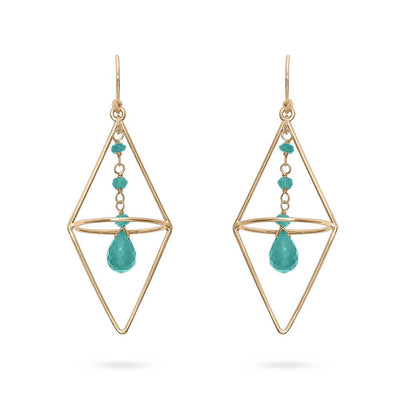 Pure Silver Earrings - Gold Plated Green Garnet Dangle - Tweov Jewels