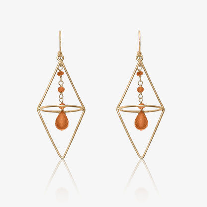 Pure Silver Earrings - String of Gold Finish Carnelian
