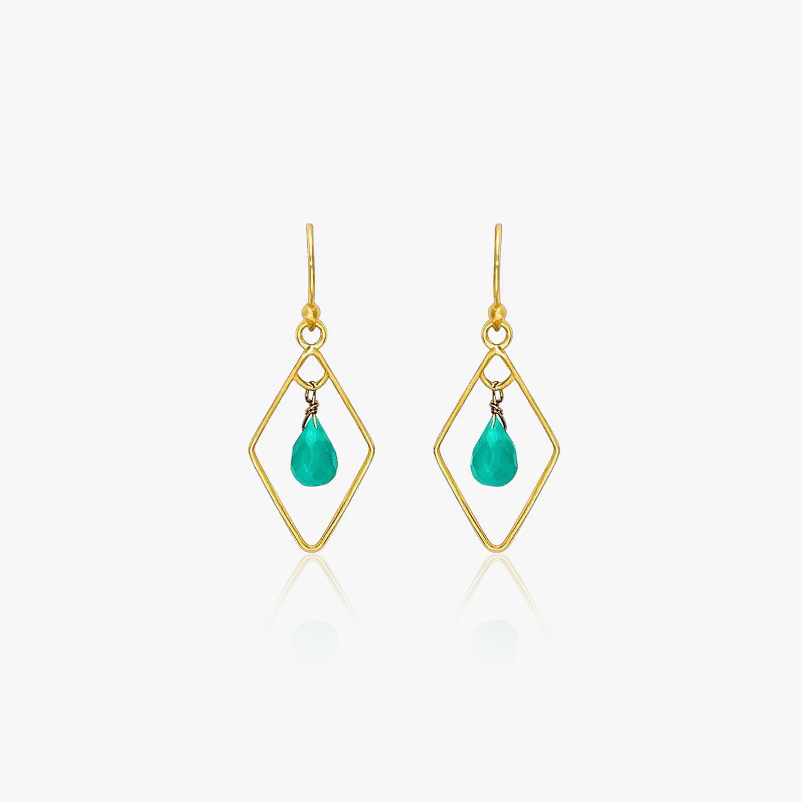 Pure Silver Earrings - Bold Gold Green Garnet
