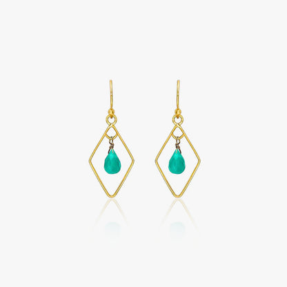Pure Silver Earrings - Bold Gold Green Garnet