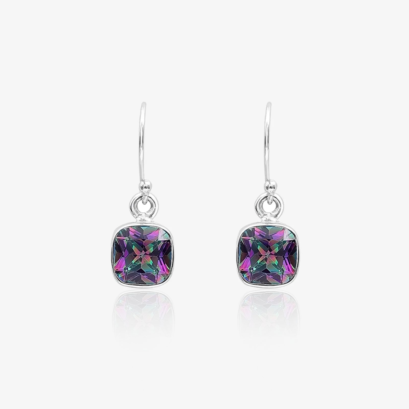 Silver Mystic Topaz Stone Studded Dangle Earrings