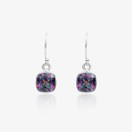 Silver Mystic Topaz Stone Studded Dangle Earrings