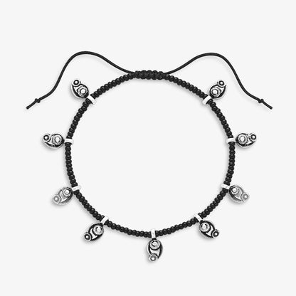 Mango Design Silver Black Thread Anklet - Tweov Jewels