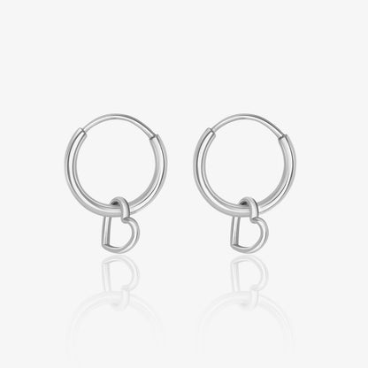 Heart Silver Hoop Earrings - Tweov Jewels