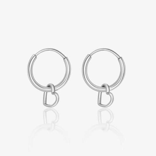 Heart Silver Hoop Earrings