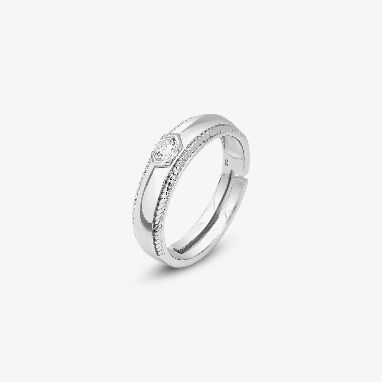 Braided Edge Couple Rings for Men & Women – 925 Sterling Silver Rhodium Plated