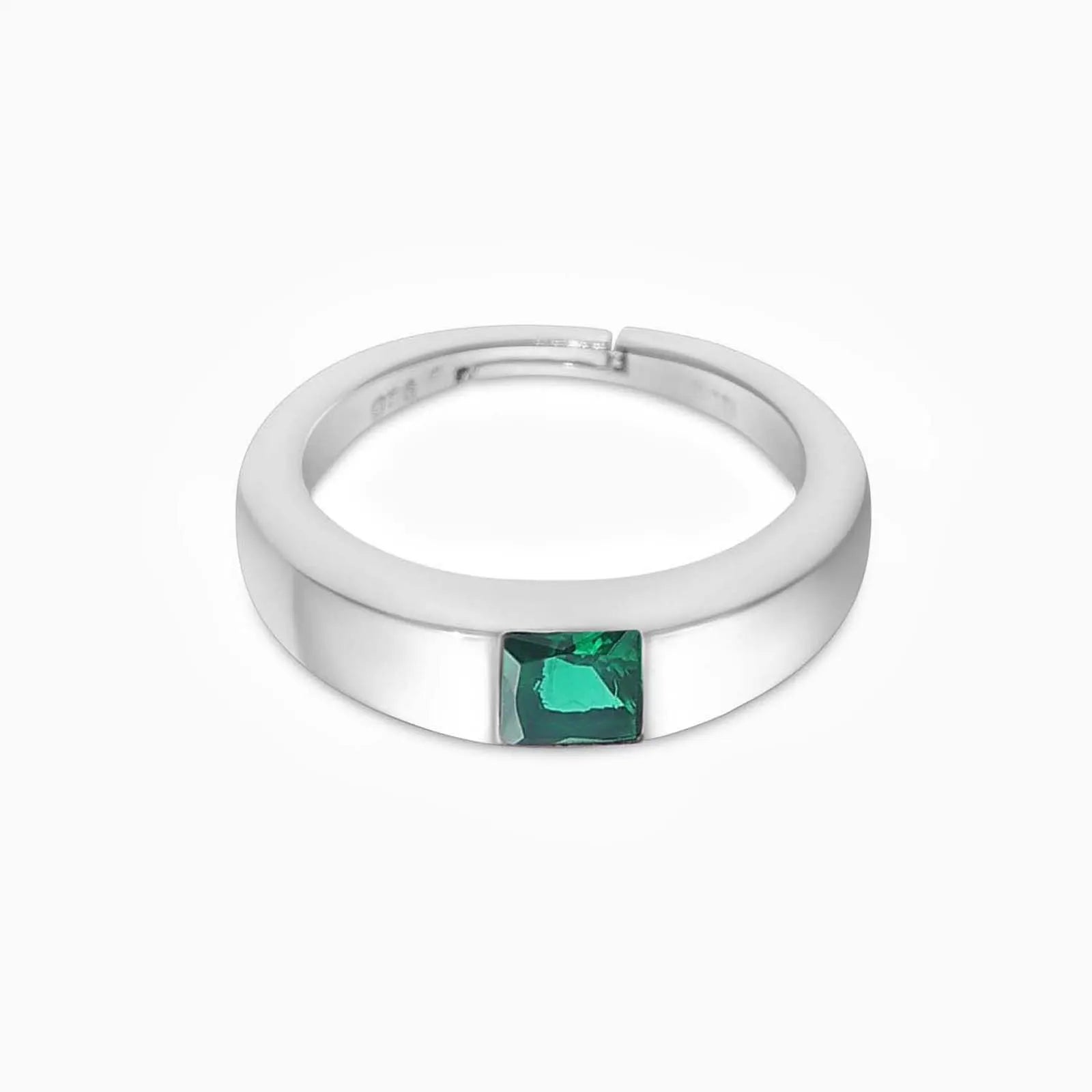 Silver Green Stone Finger Ring - Tweov Jewels